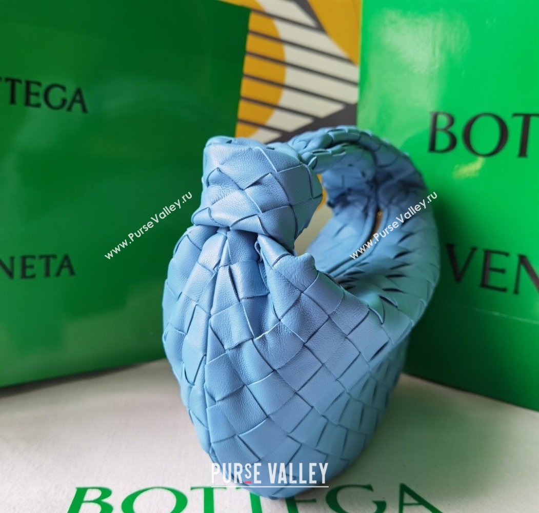 Bottega Veneta Mini Jodie Hobo Bag in Intrecciato Lambskin Hurricane Blue 2025 651876 (WT-250205084)