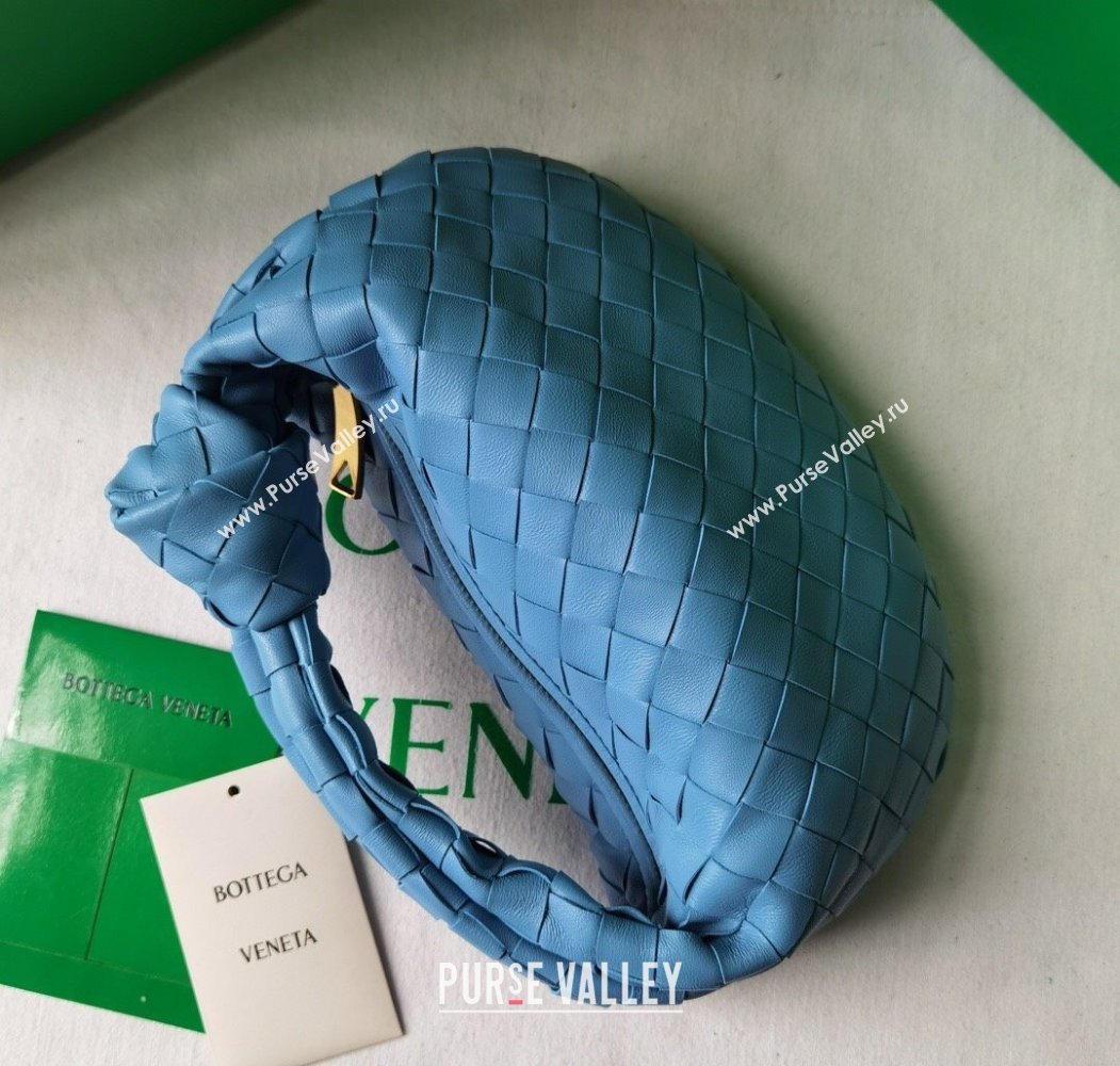 Bottega Veneta Mini Jodie Hobo Bag in Intrecciato Lambskin Hurricane Blue 2025 651876 (WT-250205084)
