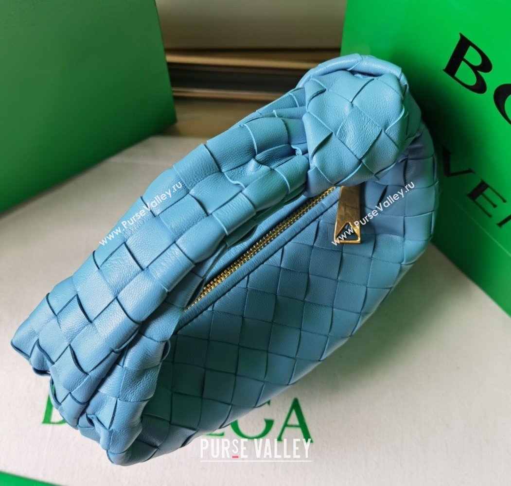 Bottega Veneta Mini Jodie Hobo Bag in Intrecciato Lambskin Hurricane Blue 2025 651876 (WT-250205084)