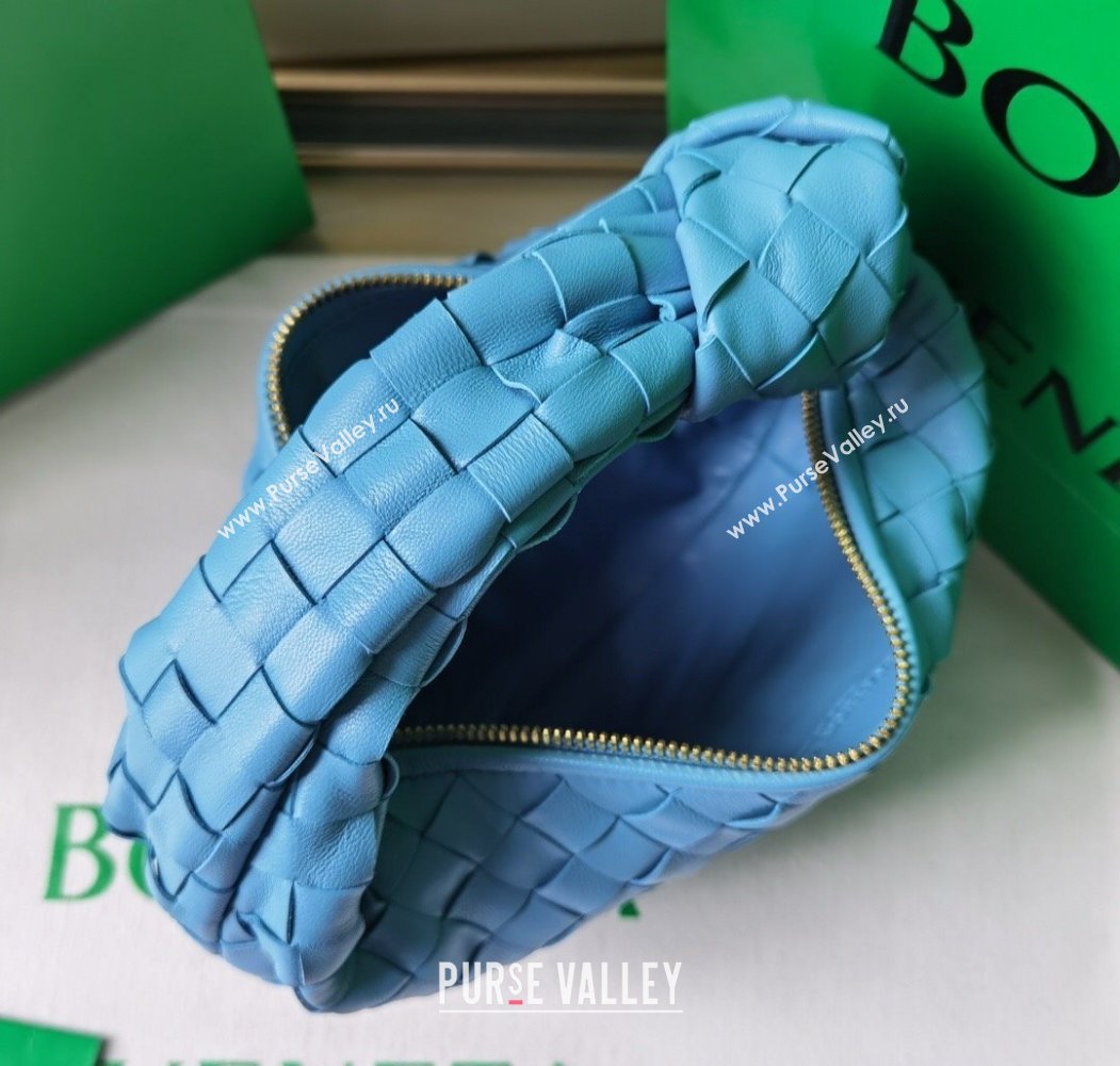 Bottega Veneta Mini Jodie Hobo Bag in Intrecciato Lambskin Hurricane Blue 2025 651876 (WT-250205084)