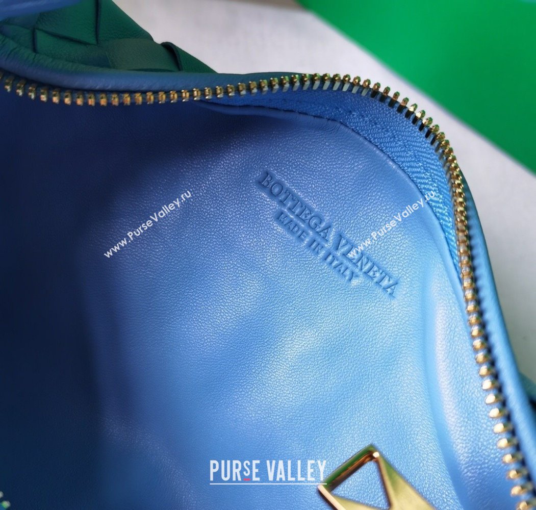 Bottega Veneta Mini Jodie Hobo Bag in Intrecciato Lambskin Hurricane Blue 2025 651876 (WT-250205084)