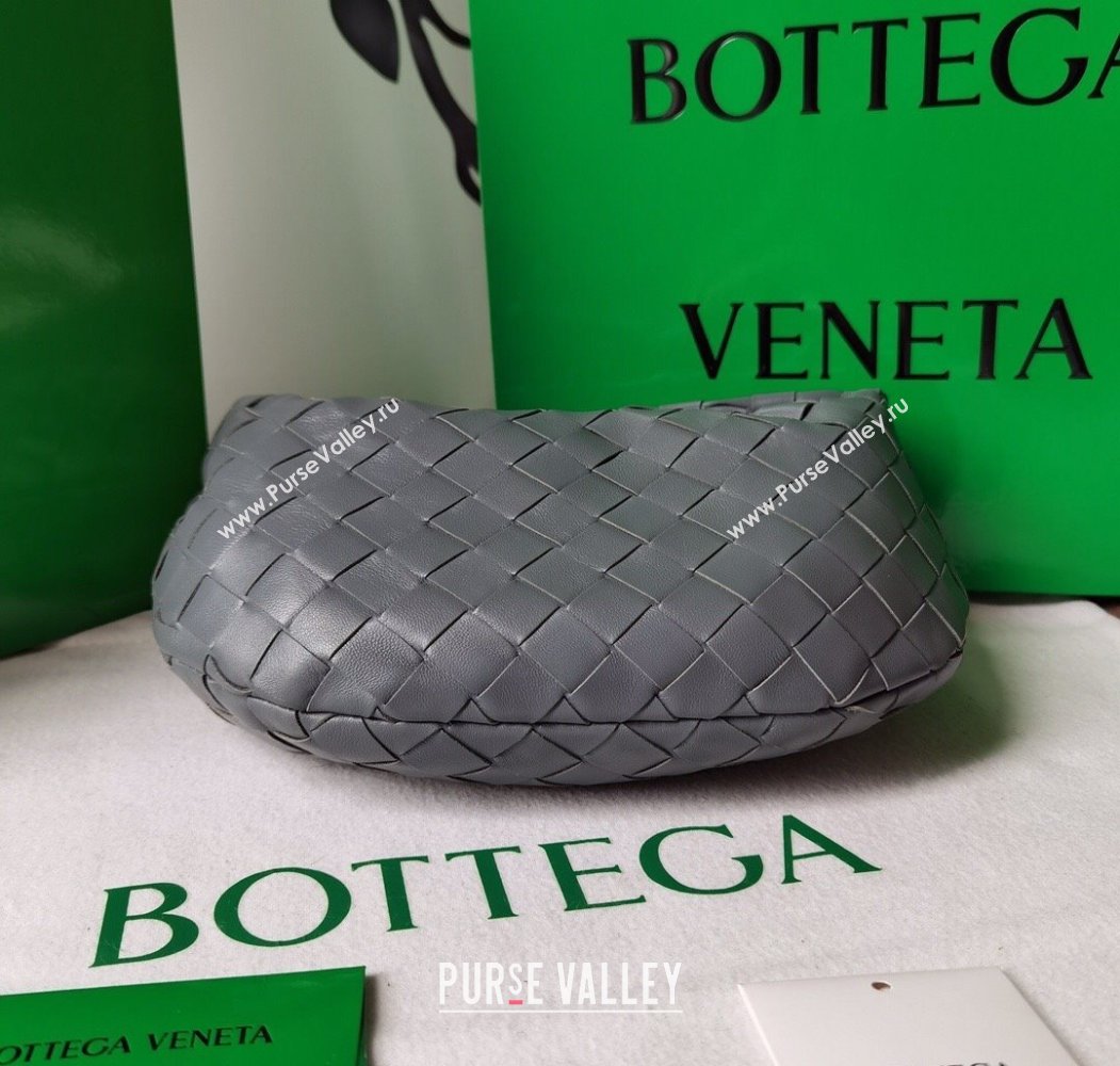 Bottega Veneta Mini Jodie Hobo Bag in Intrecciato Lambskin Dark Grey 2025 651876 (WT-250205085)