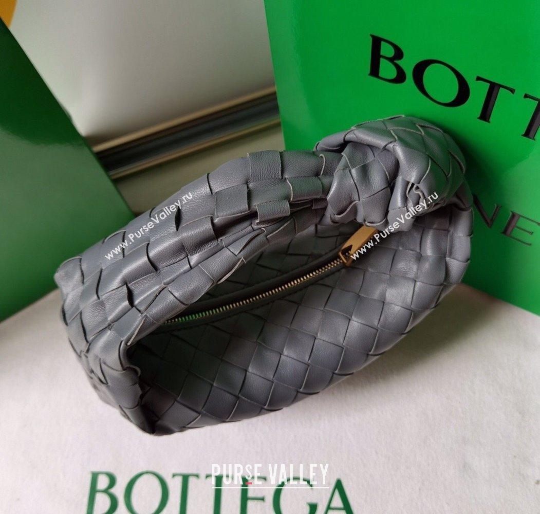 Bottega Veneta Mini Jodie Hobo Bag in Intrecciato Lambskin Dark Grey 2025 651876 (WT-250205085)