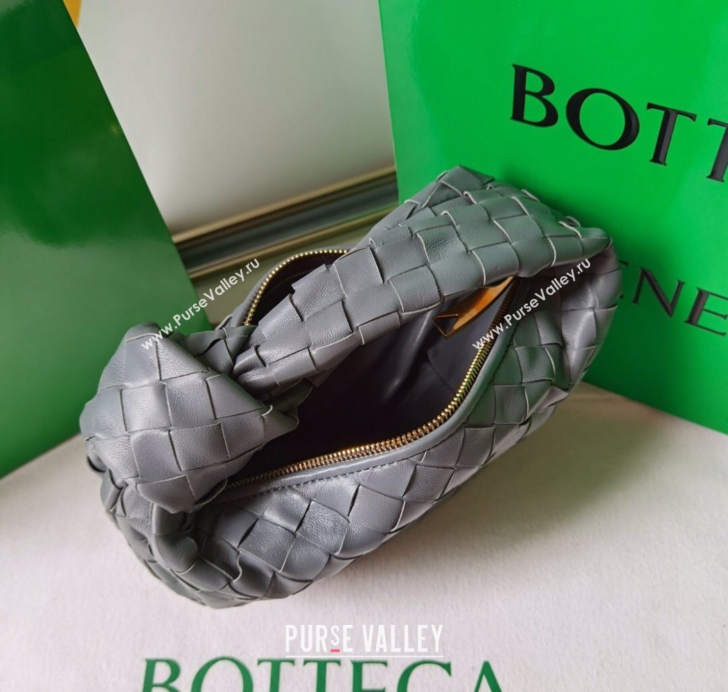 Bottega Veneta Mini Jodie Hobo Bag in Intrecciato Lambskin Dark Grey 2025 651876 (WT-250205085)