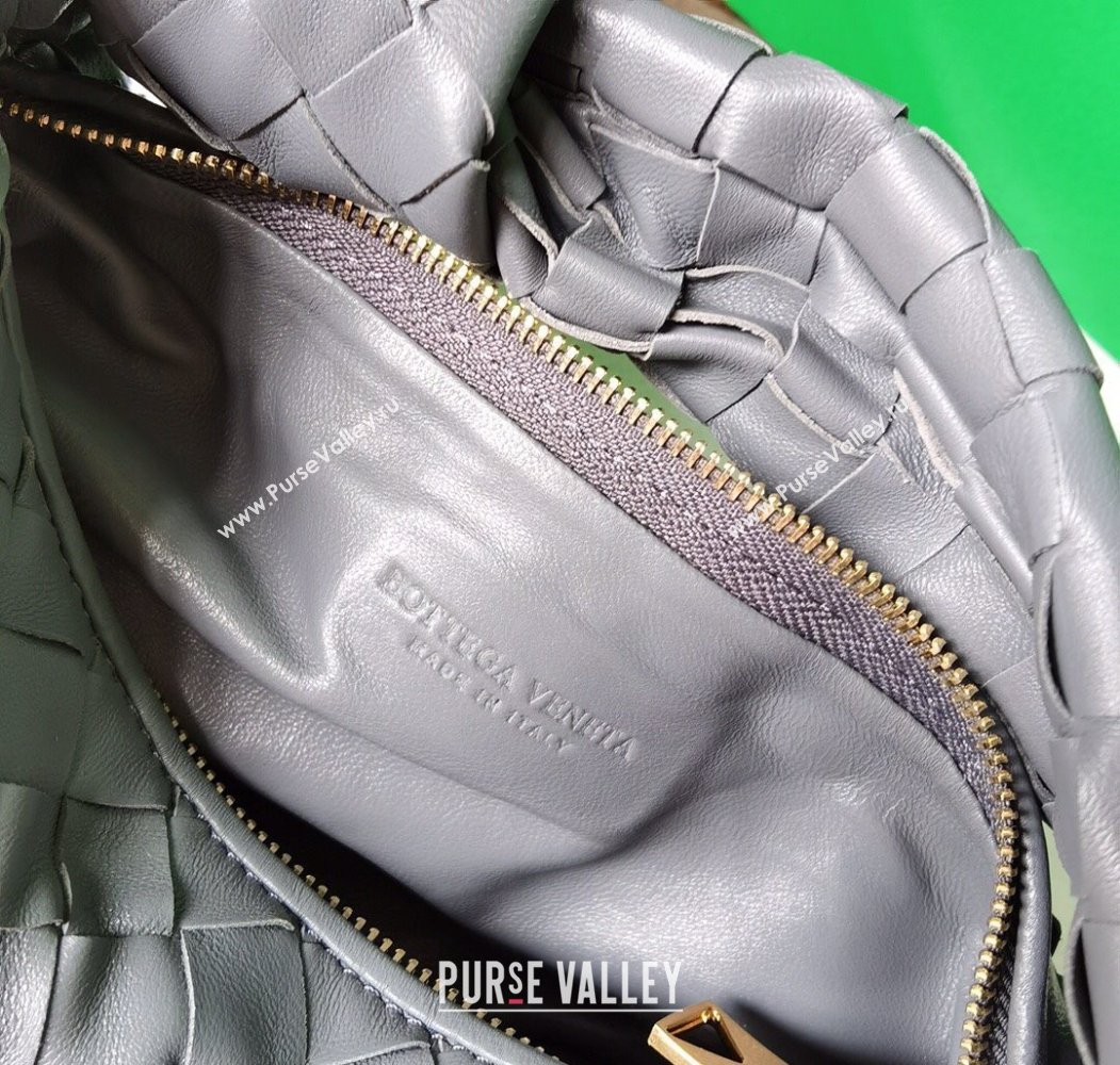 Bottega Veneta Mini Jodie Hobo Bag in Intrecciato Lambskin Dark Grey 2025 651876 (WT-250205085)