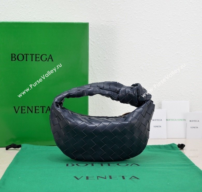 Bottega Veneta Mini Jodie Hobo Bag in Intrecciato Lambskin Dark Blue 2025 651876 (WT-250205086)