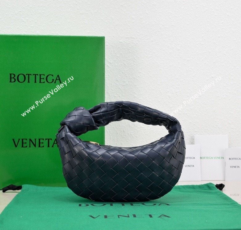 Bottega Veneta Mini Jodie Hobo Bag in Intrecciato Lambskin Dark Blue 2025 651876 (WT-250205086)