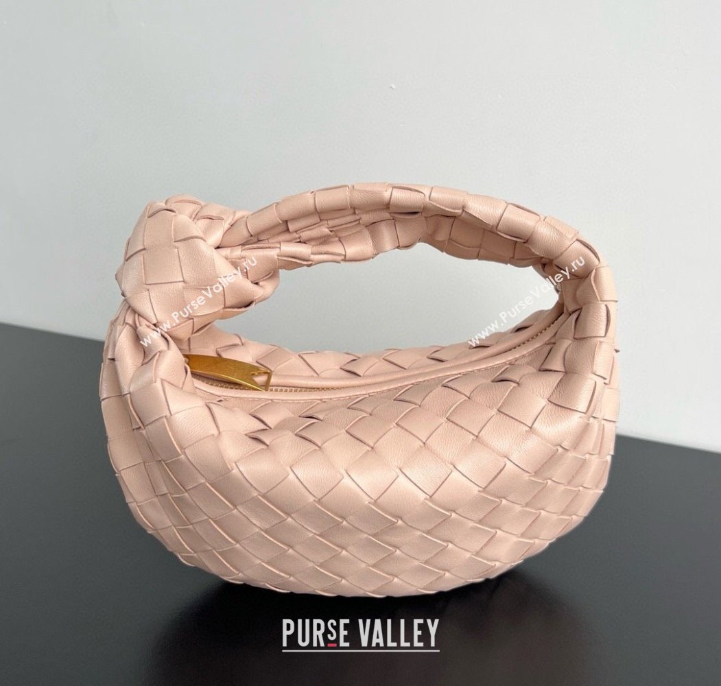 Bottega Veneta Mini Jodie Hobo Bag in Intrecciato Lambskin Lotus Pink 2025 651876 (WT-250205087)