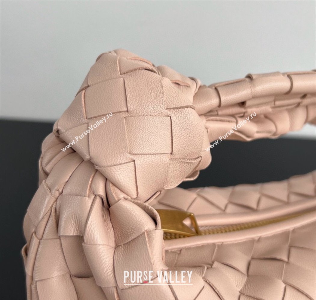 Bottega Veneta Mini Jodie Hobo Bag in Intrecciato Lambskin Lotus Pink 2025 651876 (WT-250205087)
