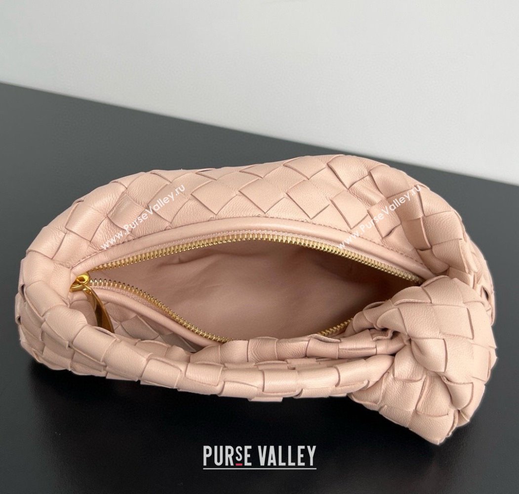 Bottega Veneta Mini Jodie Hobo Bag in Intrecciato Lambskin Lotus Pink 2025 651876 (WT-250205087)