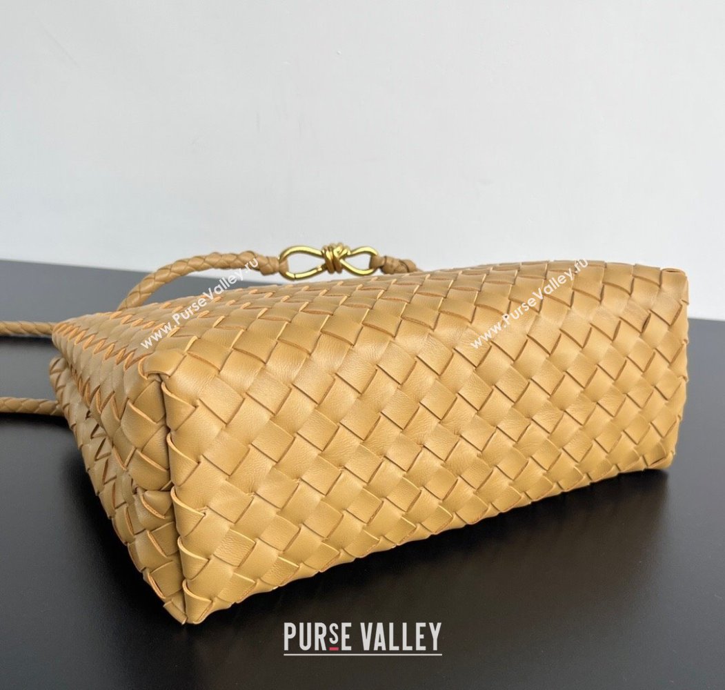 Bottega Veneta Medium Andiamo Top Handle Bag in Intrecciato Leather 743572 Apricot 2024 (WT-250205001)