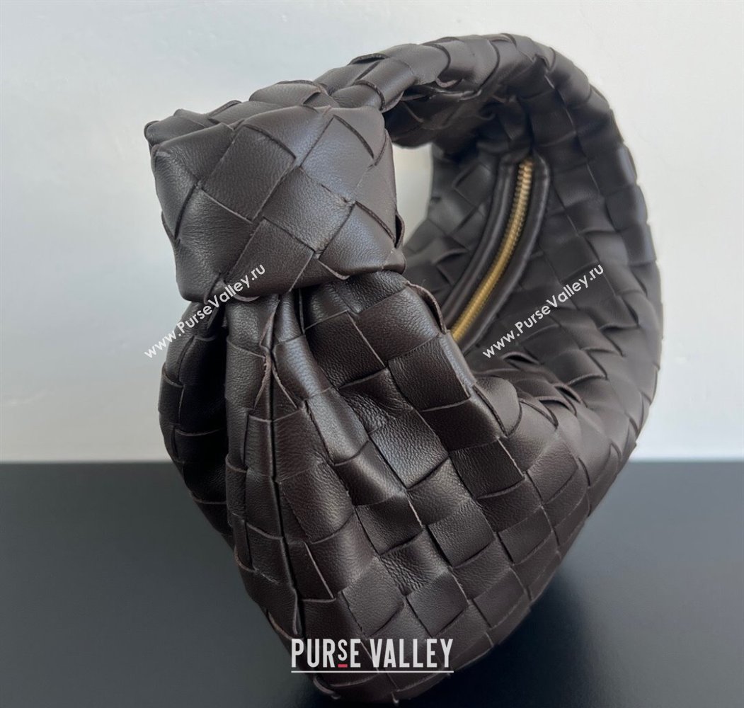 Bottega Veneta Mini Jodie Hobo Bag in Intrecciato Lambskin Chocolate Brown 2025 651876 (WT-250205088)