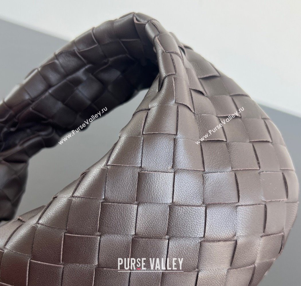 Bottega Veneta Mini Jodie Hobo Bag in Intrecciato Lambskin Chocolate Brown 2025 651876 (WT-250205088)
