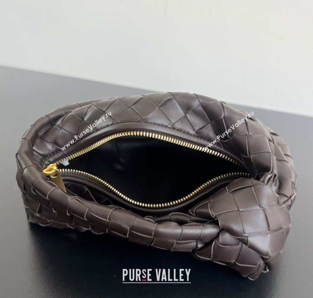 Bottega Veneta Mini Jodie Hobo Bag in Intrecciato Lambskin Chocolate Brown 2025 651876 (WT-250205088)