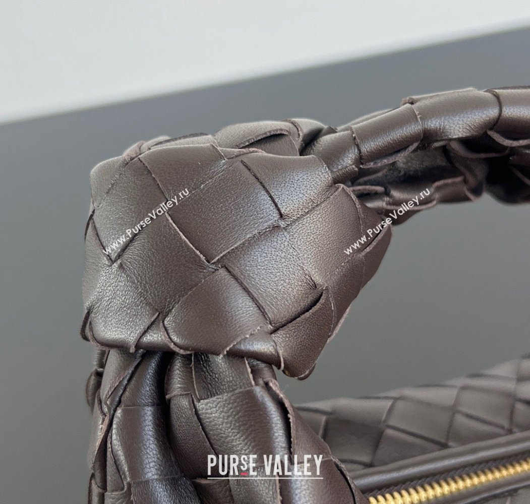 Bottega Veneta Mini Jodie Hobo Bag in Intrecciato Lambskin Chocolate Brown 2025 651876 (WT-250205088)