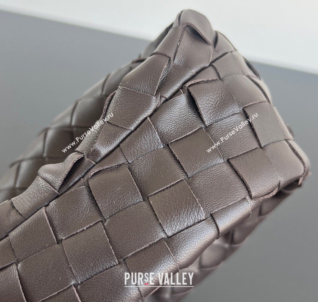 Bottega Veneta Mini Jodie Hobo Bag in Intrecciato Lambskin Chocolate Brown 2025 651876 (WT-250205088)