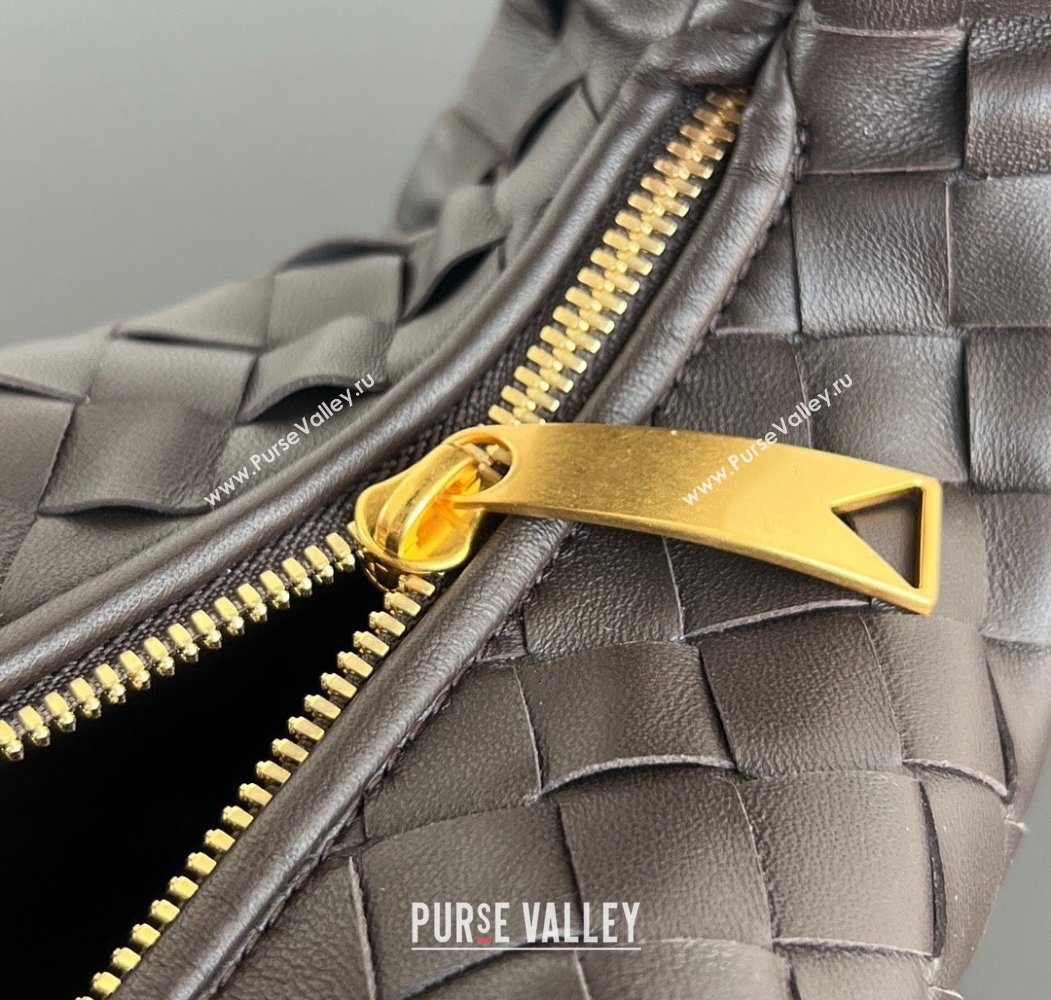 Bottega Veneta Mini Jodie Hobo Bag in Intrecciato Lambskin Chocolate Brown 2025 651876 (WT-250205088)