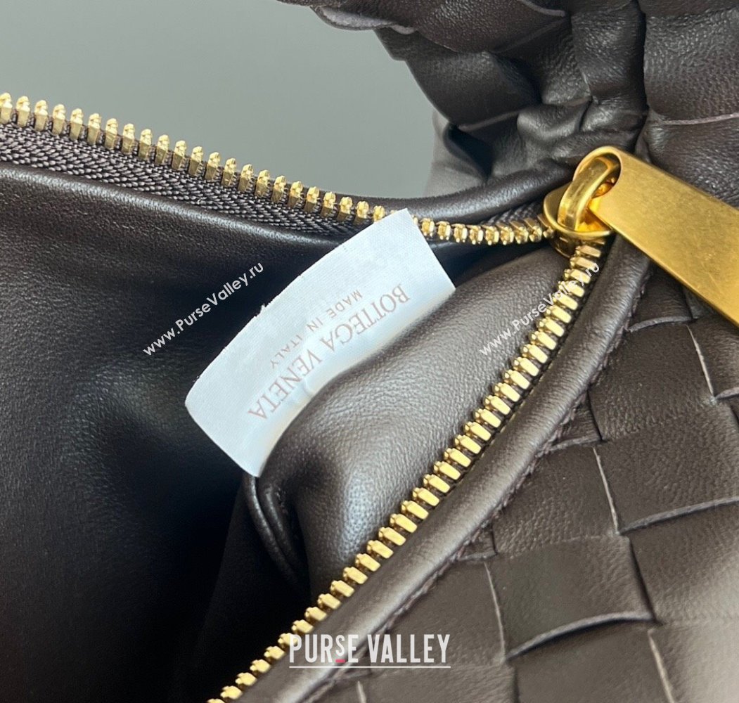 Bottega Veneta Mini Jodie Hobo Bag in Intrecciato Lambskin Chocolate Brown 2025 651876 (WT-250205088)