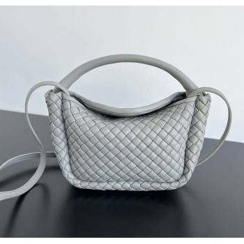 Bottega Veneta Small Cobble Top Handle bag in Intreccio Leather Grey 2025 805739 (WT-250205054)