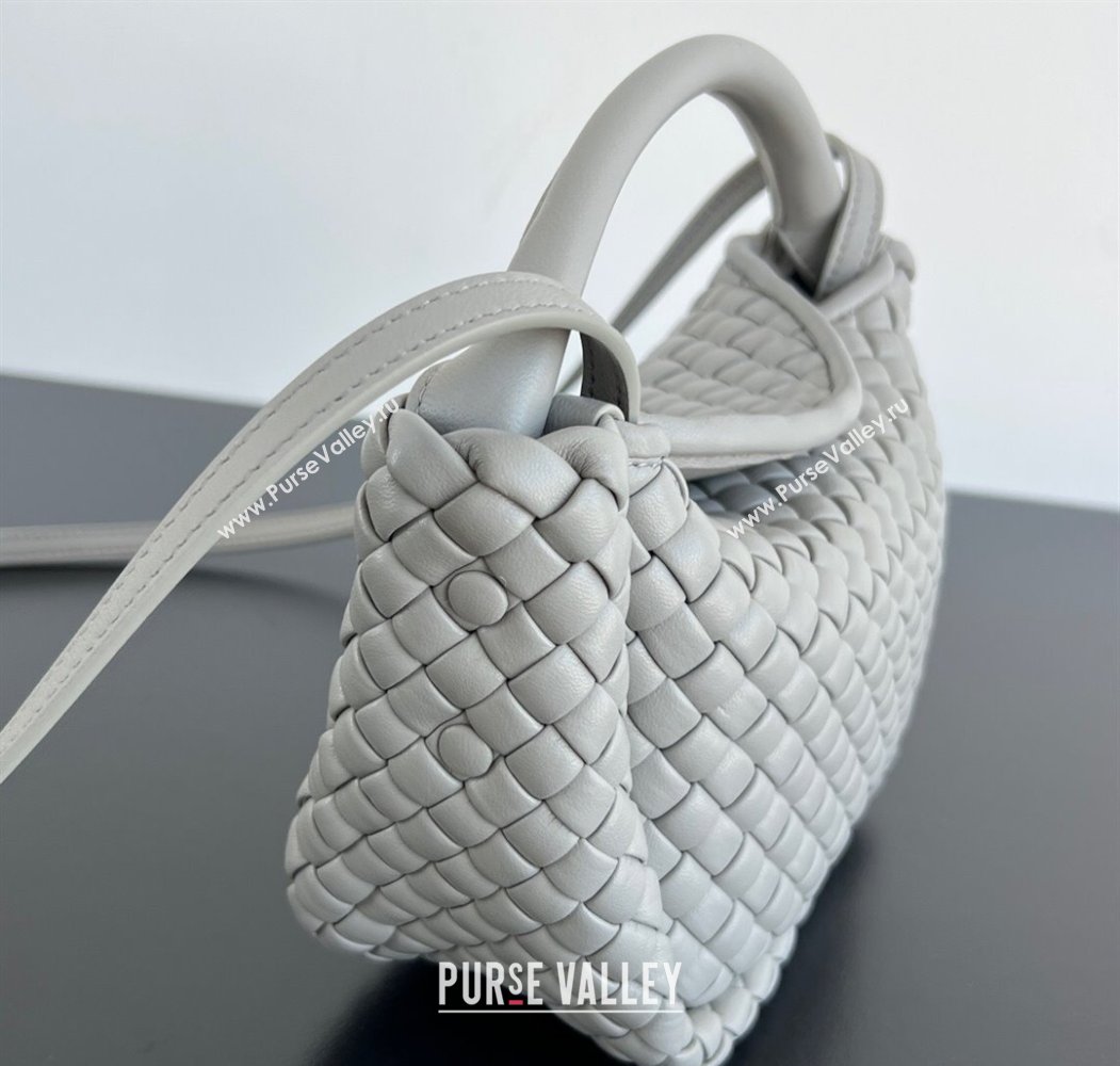 Bottega Veneta Small Cobble Top Handle bag in Intreccio Leather Grey 2025 805739 (WT-250205054)