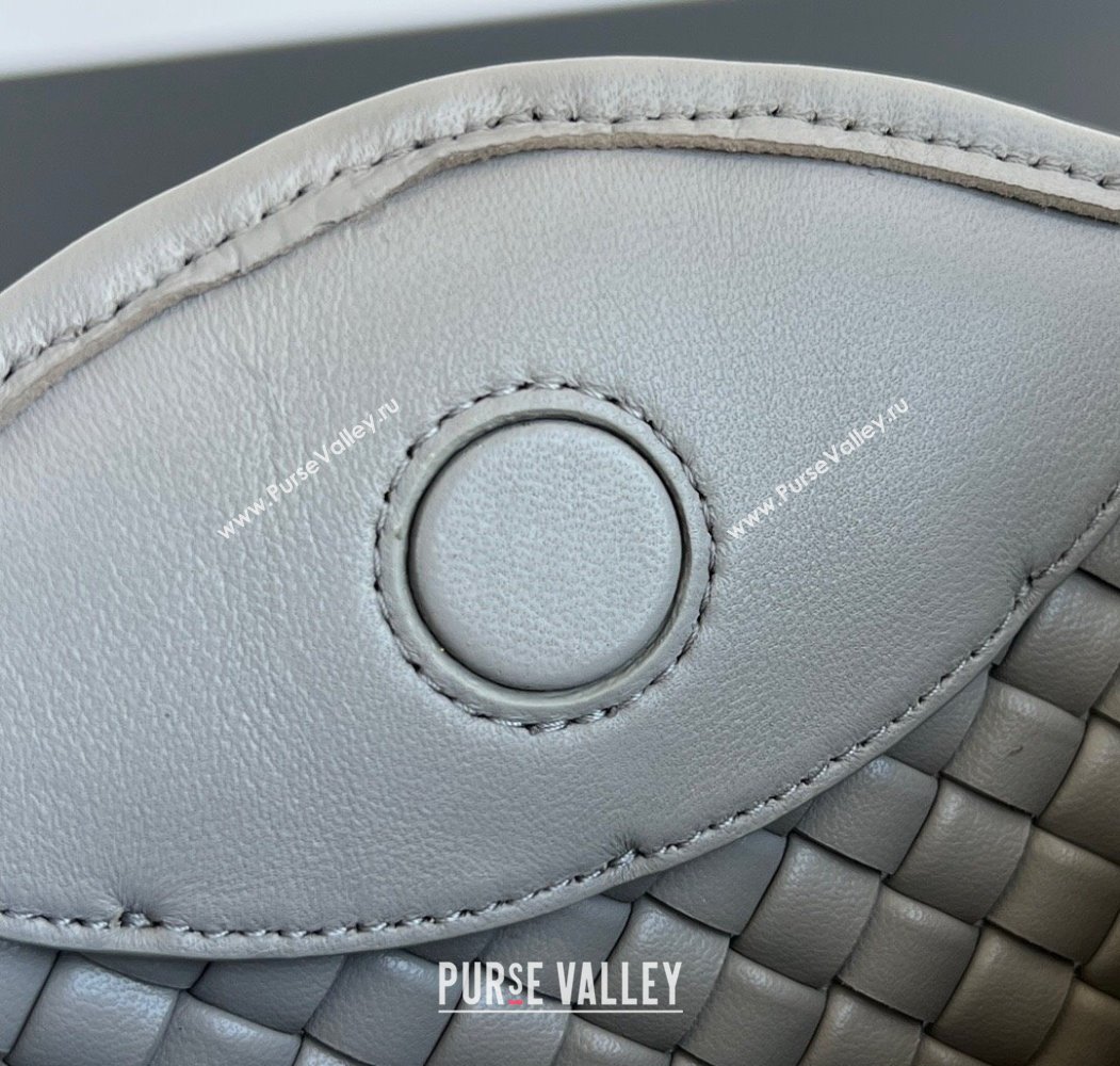 Bottega Veneta Small Cobble Top Handle bag in Intreccio Leather Grey 2025 805739 (WT-250205054)