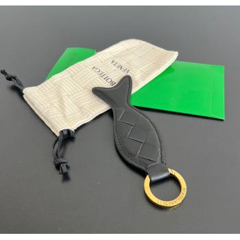 Bottega Veneta Fish Keyring in Intreccio Leather Black 2025 806109 (MS-250205034)