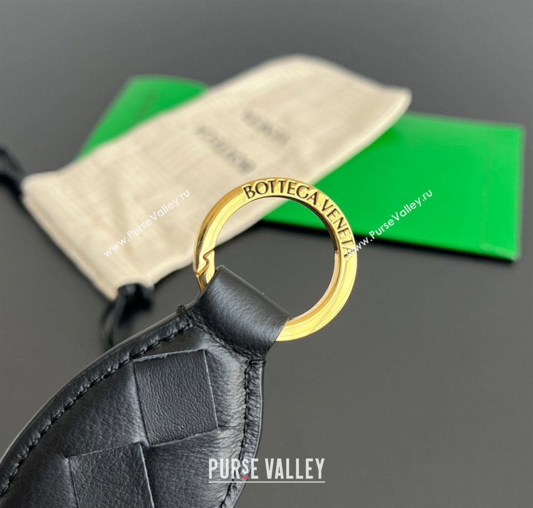 Bottega Veneta Fish Keyring in Intreccio Leather Black 2025 806109 (MS-250205034)
