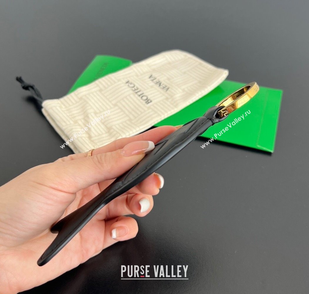 Bottega Veneta Fish Keyring in Intreccio Leather Black 2025 806109 (MS-250205034)