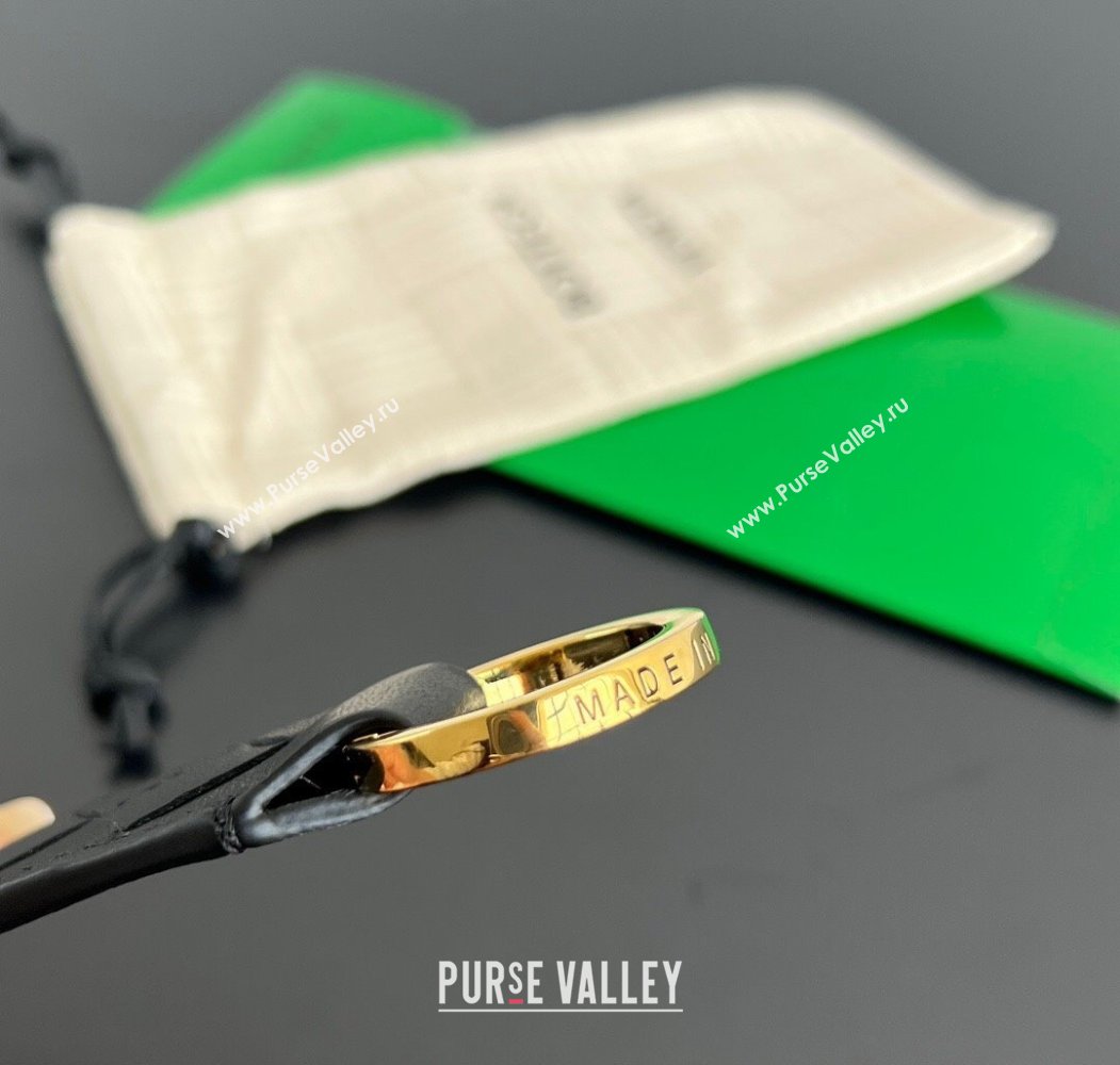 Bottega Veneta Tab Keyring in Intreccio Leather Black/Gold 2025 800553 (WT-250205036)