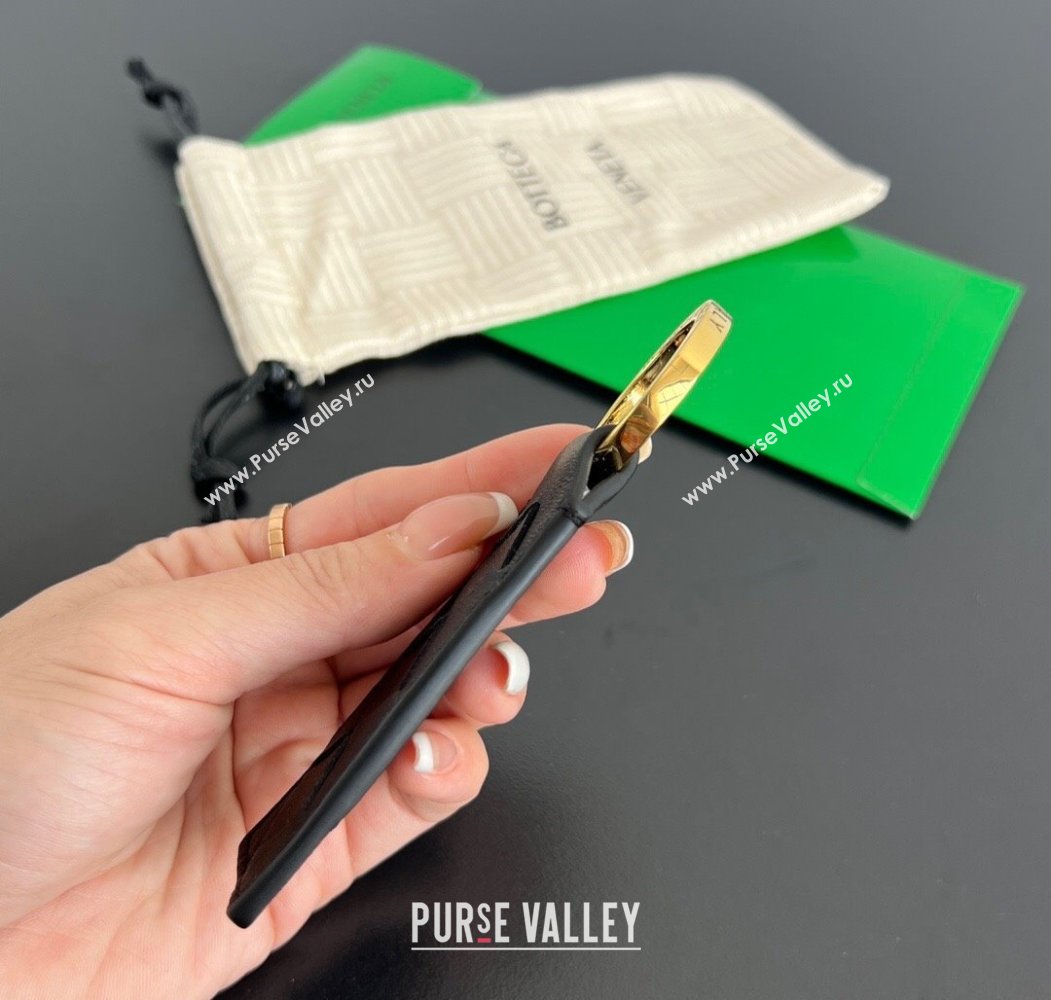 Bottega Veneta Tab Keyring in Intreccio Leather Black/Gold 2025 800553 (WT-250205036)