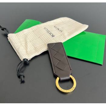 Bottega Veneta Tab Keyring in Intreccio Leather Fondant Brown/Gold 2025 800553 (WT-250205038)