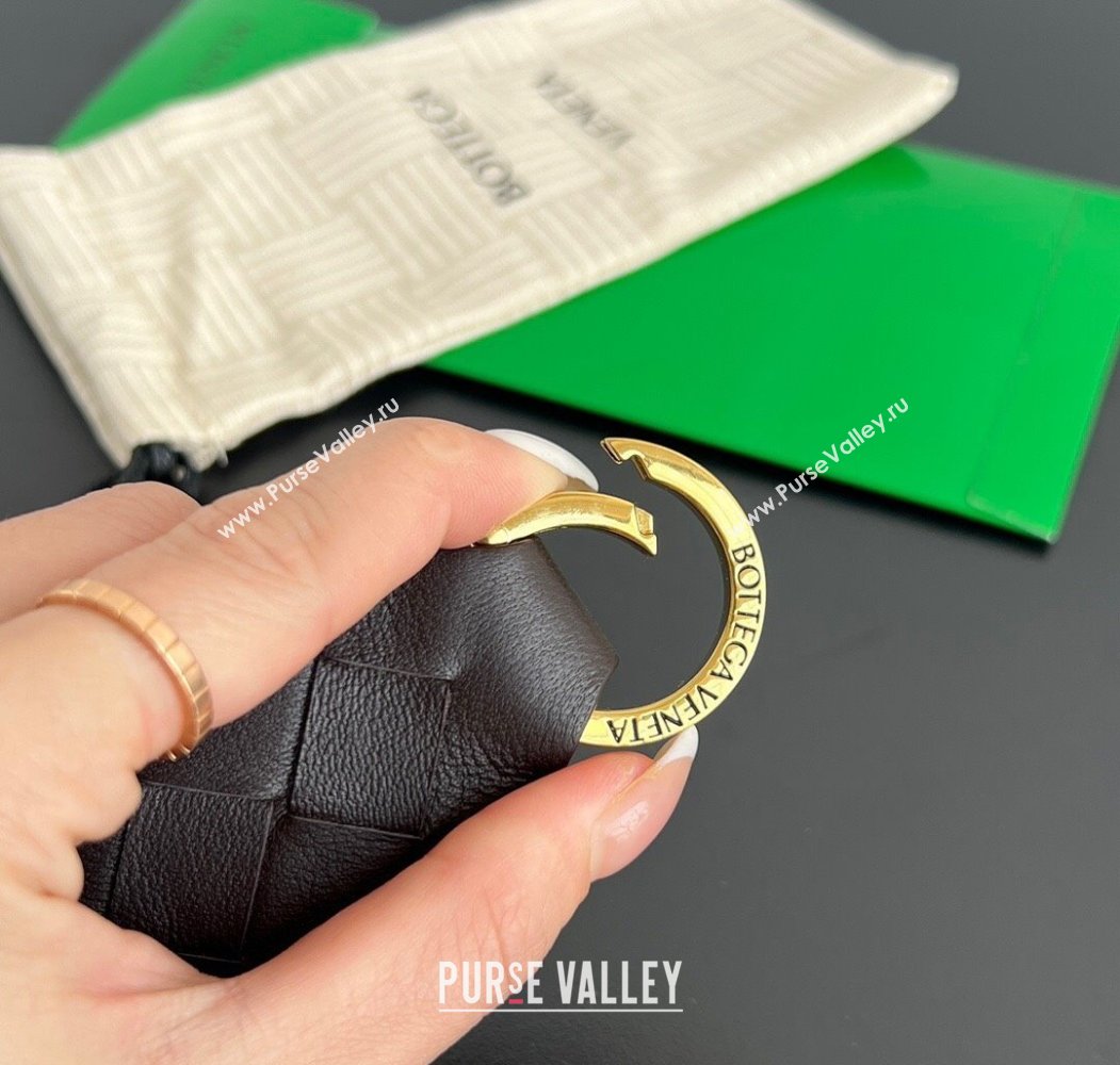 Bottega Veneta Tab Keyring in Intreccio Leather Fondant Brown/Gold 2025 800553 (WT-250205038)