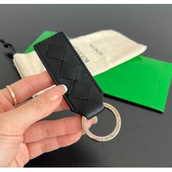 Bottega Veneta Tab Keyring in Intreccio Leather Black/Silver 2025 800553 (WT-250205037)