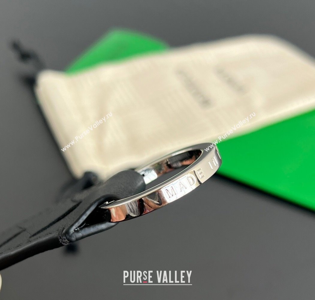 Bottega Veneta Tab Keyring in Intreccio Leather Black/Silver 2025 800553 (WT-250205037)