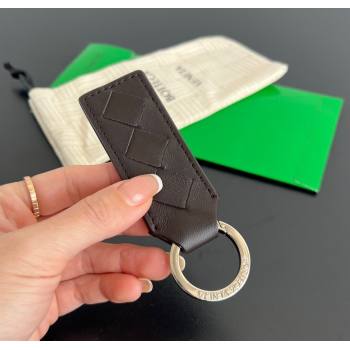 Bottega Veneta Tab Keyring in Intreccio Leather Fondant Brown/Silver 2025 800553 (WT-250205039)