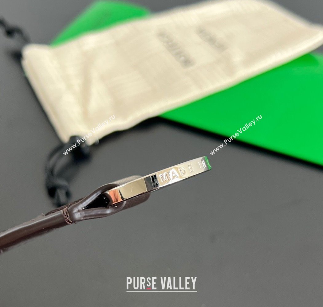 Bottega Veneta Tab Keyring in Intreccio Leather Fondant Brown/Silver 2025 800553 (WT-250205039)