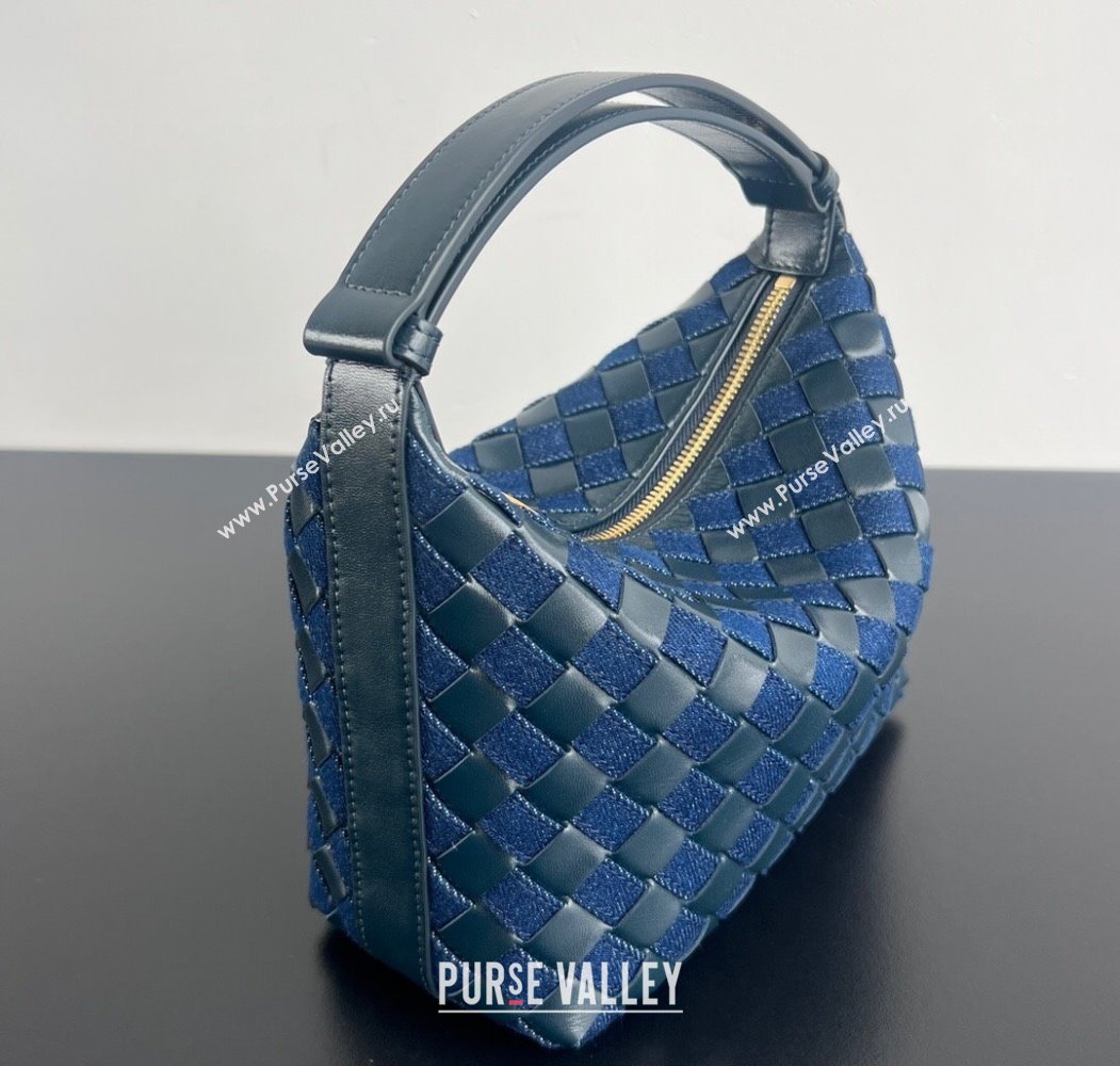 Bottega Veneta Mini Wallace Shoulder Bag in Intrecciato Leather and Denim 796393 Abyss/indigo Blue 2025 (WT-250205053)