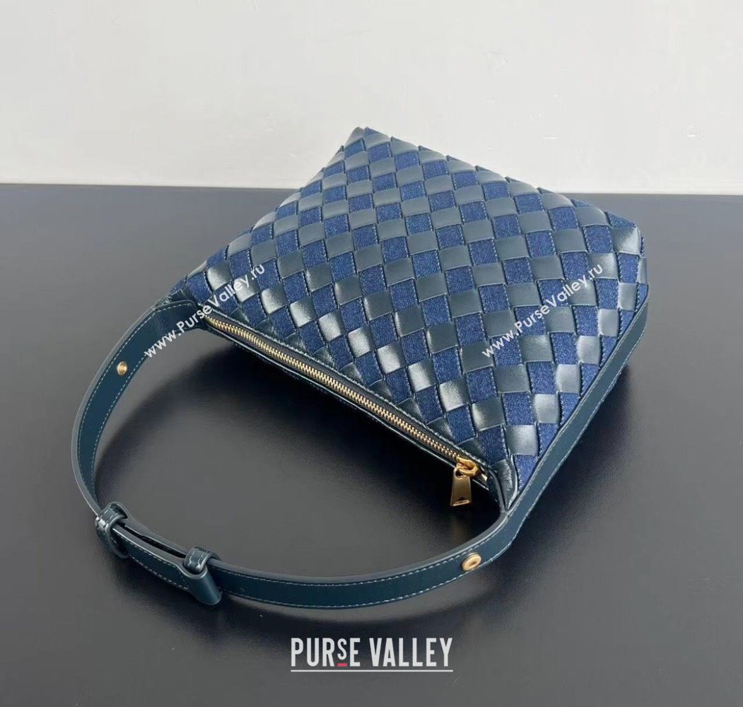 Bottega Veneta Mini Wallace Shoulder Bag in Intrecciato Leather and Denim 796393 Abyss/indigo Blue 2025 (WT-250205053)