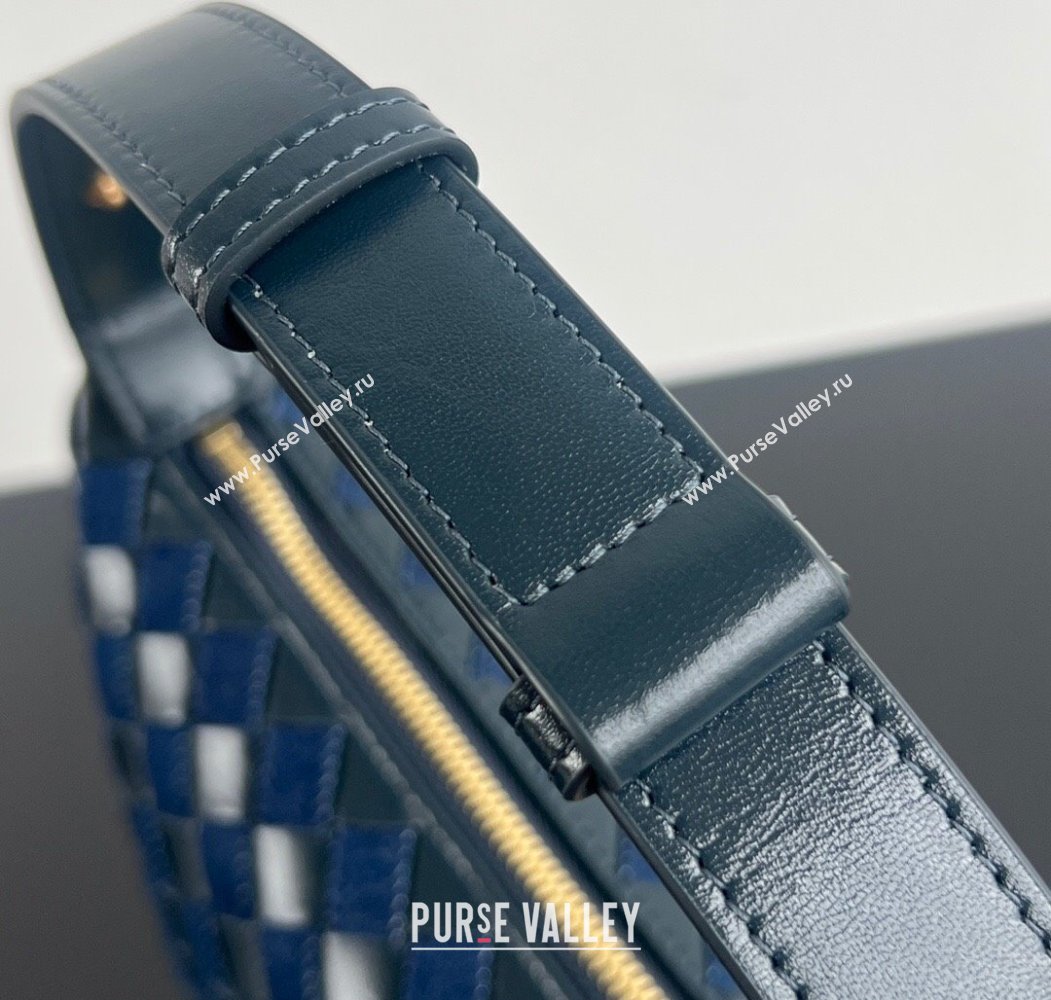 Bottega Veneta Mini Wallace Shoulder Bag in Intrecciato Leather and Denim 796393 Abyss/indigo Blue 2025 (WT-250205053)