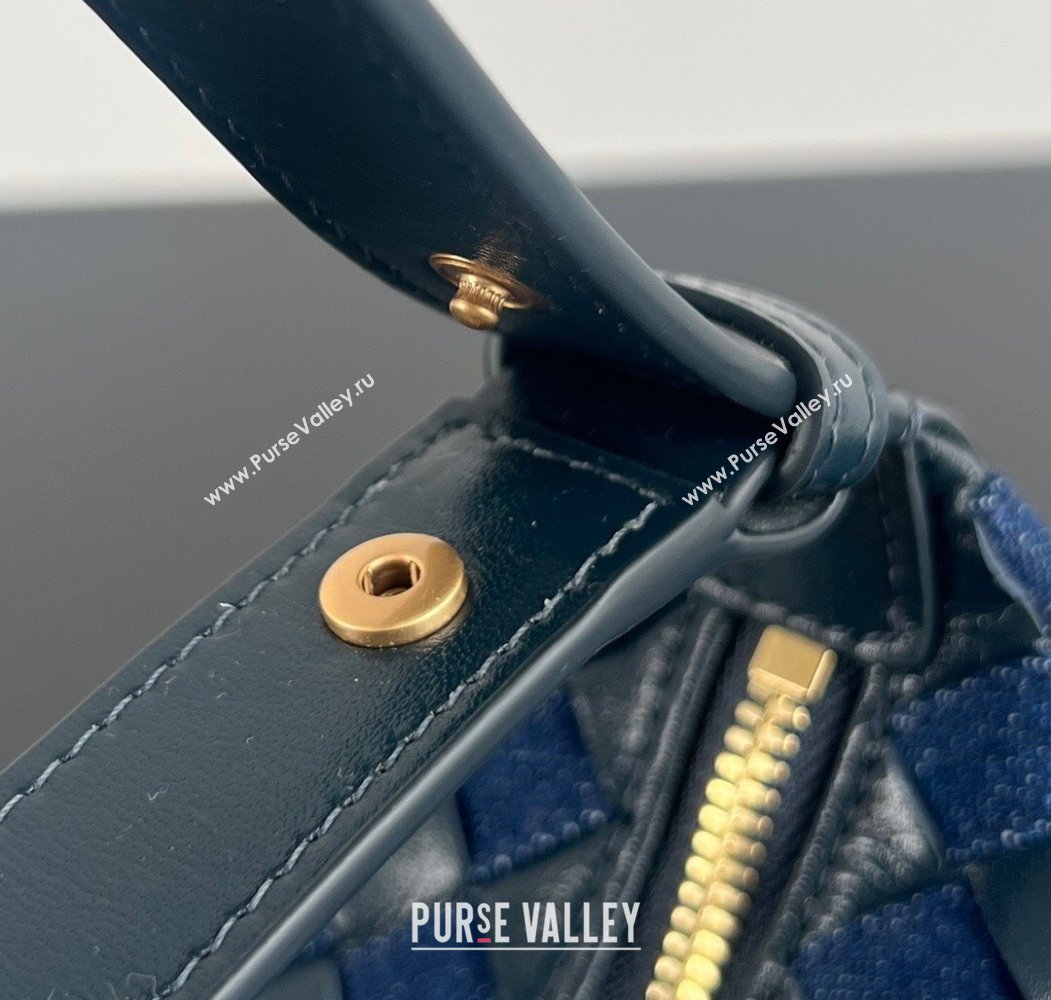 Bottega Veneta Mini Wallace Shoulder Bag in Intrecciato Leather and Denim 796393 Abyss/indigo Blue 2025 (WT-250205053)