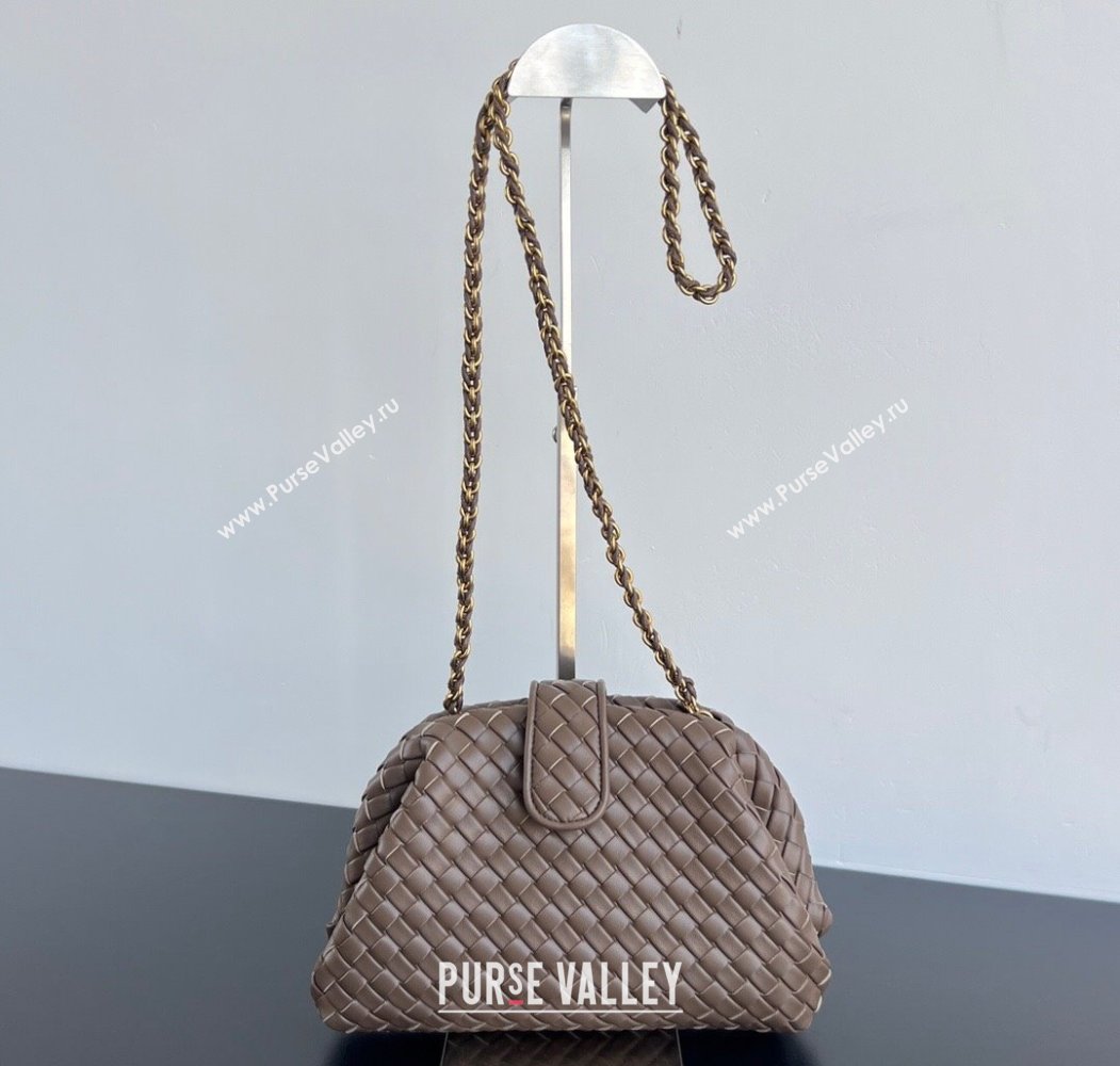 Bottega Veneta Small Lauren 1980 Chain Bag in Padded Intrecciato Leather Chocolate 2025 804038 (WT-250205065)