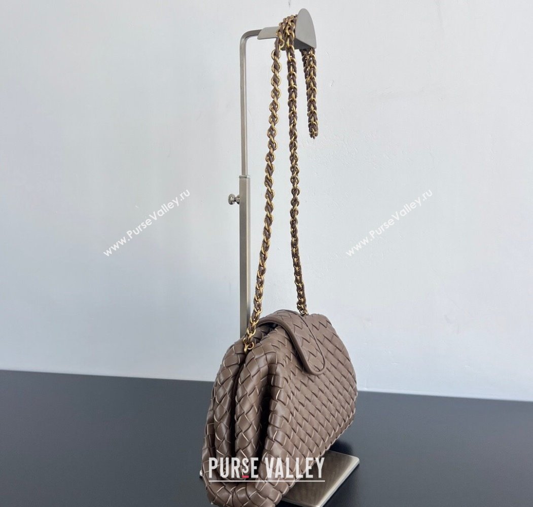 Bottega Veneta Small Lauren 1980 Chain Bag in Padded Intrecciato Leather Chocolate 2025 804038 (WT-250205065)