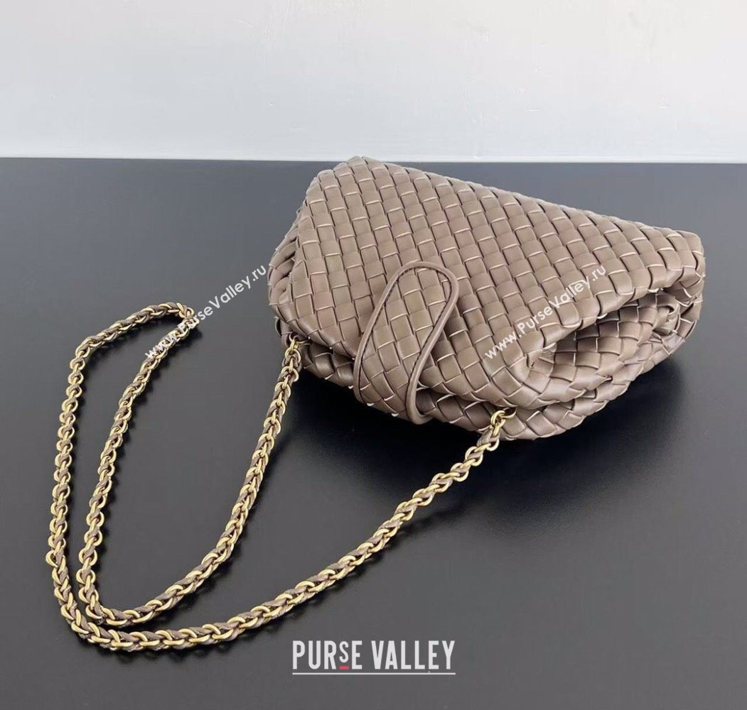 Bottega Veneta Small Lauren 1980 Chain Bag in Padded Intrecciato Leather Chocolate 2025 804038 (WT-250205065)