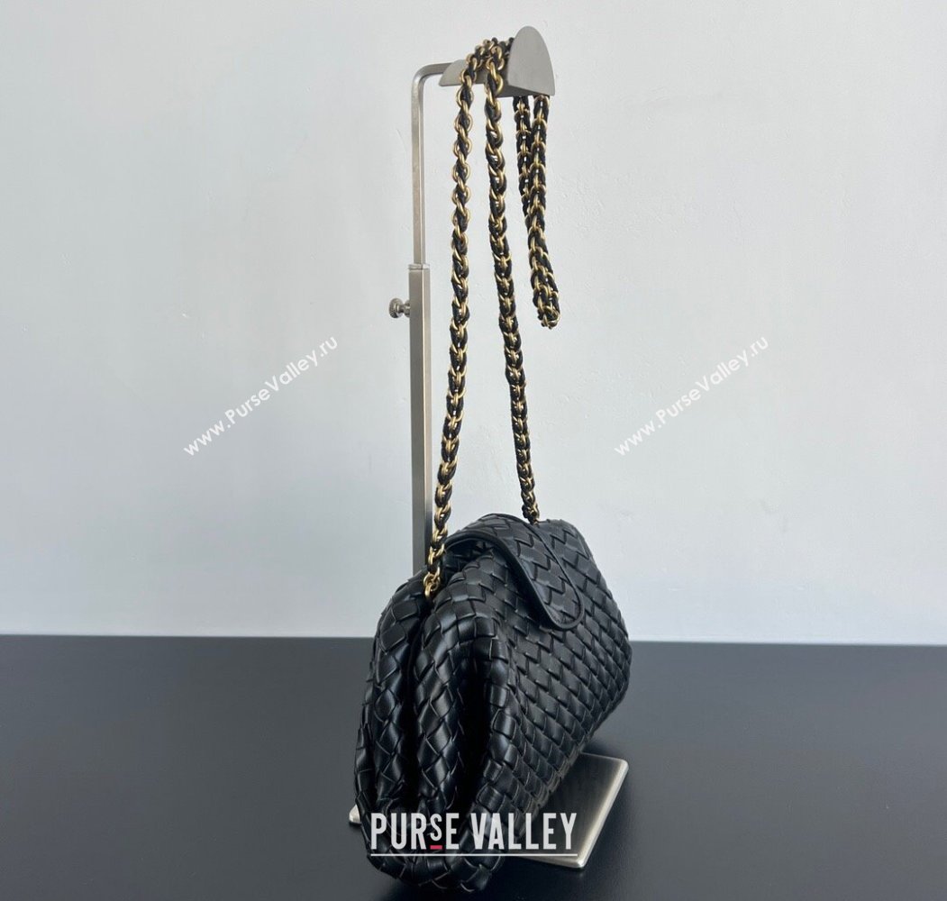 Bottega Veneta Small Lauren 1980 Chain Bag in Padded Intrecciato Leather Black 2025 804038 (WT-250205068)