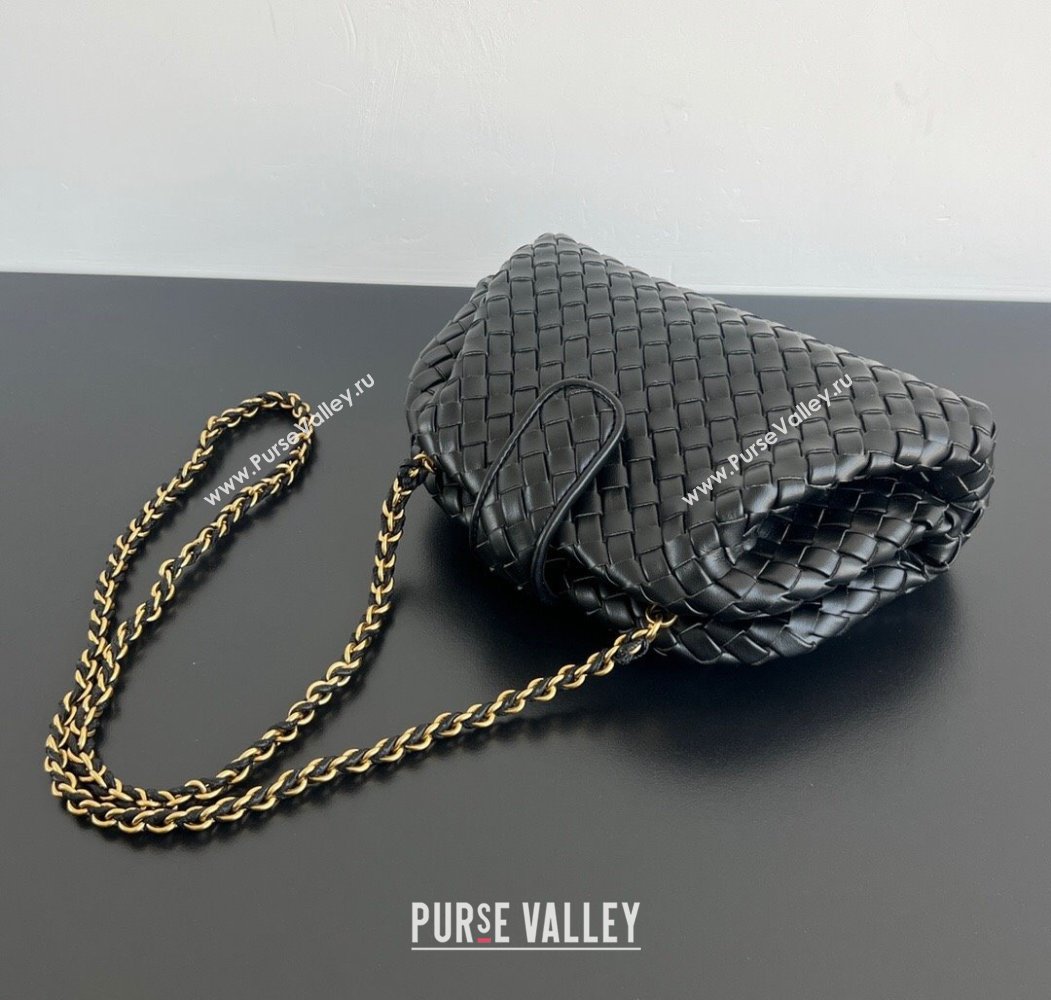 Bottega Veneta Small Lauren 1980 Chain Bag in Padded Intrecciato Leather Black 2025 804038 (WT-250205068)