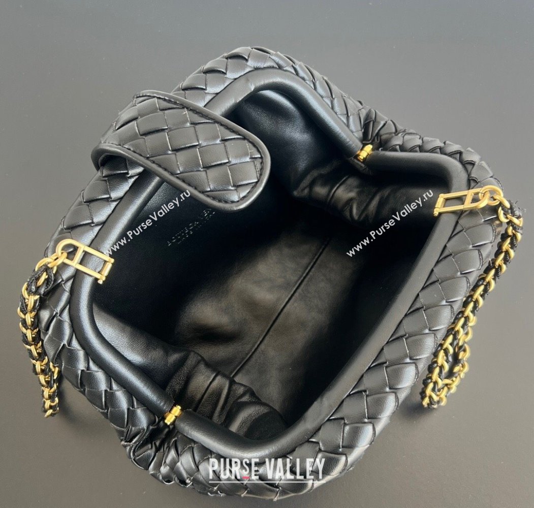 Bottega Veneta Small Lauren 1980 Chain Bag in Padded Intrecciato Leather Black 2025 804038 (WT-250205068)