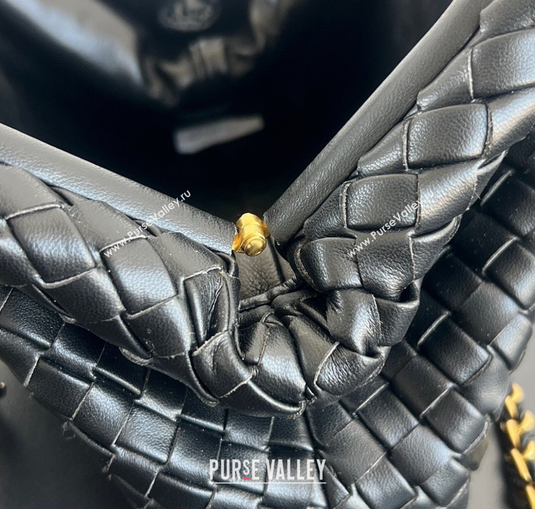 Bottega Veneta Small Lauren 1980 Chain Bag in Padded Intrecciato Leather Black 2025 804038 (WT-250205068)