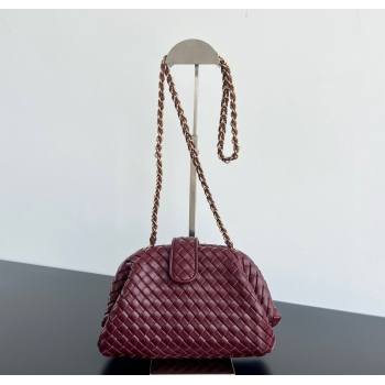 Bottega Veneta Small Lauren 1980 Chain Bag in Padded Intrecciato Leather Barolo Red 2025 804038 (WT-250205069)