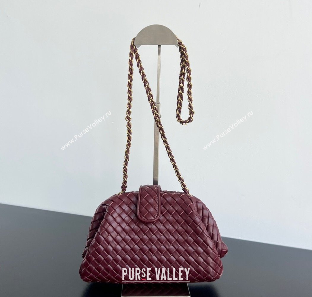 Bottega Veneta Small Lauren 1980 Chain Bag in Padded Intrecciato Leather Barolo Red 2025 804038 (WT-250205069)