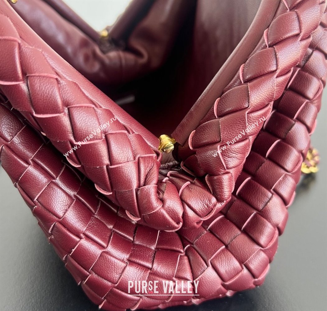 Bottega Veneta Small Lauren 1980 Chain Bag in Padded Intrecciato Leather Barolo Red 2025 804038 (WT-250205069)